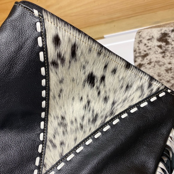 NWT Myra Bag Fringed Concealed-Carry Leather Bag in black and white. - Picture 13 of 14